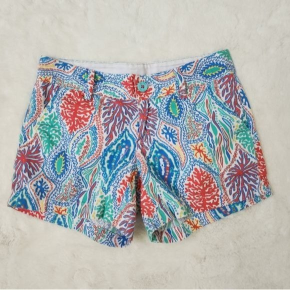 Lilly Pulitzer Callahan Short Multi Let Minnow Coral Blue Size 2 - Picture 3 of 8